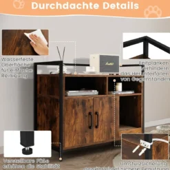 Haustierkiste Katzenschrank mit Doppeltüren & Kratzunterlage 89 x 45 x 74,5 cm