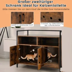 Haustierkiste Katzenschrank mit Doppeltüren & Kratzunterlage 89 x 45 x 74,5 cm