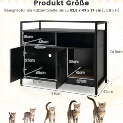 Haustierkiste Katzenschrank mit Doppeltüren & Kratzunterlage 89 x 45 x 74,5 cm