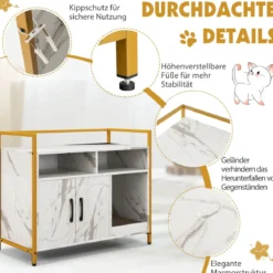 Haustierkiste Katzenschrank mit Doppeltüren & Kratzunterlage 89 x 45 x 74,5 cm