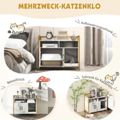 Haustierkiste Katzenschrank mit Doppeltüren & Kratzunterlage 89 x 45 x 74,5 cm