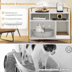 Haustierkiste Katzenschrank mit Doppeltüren & Kratzunterlage 89 x 45 x 74,5 cm