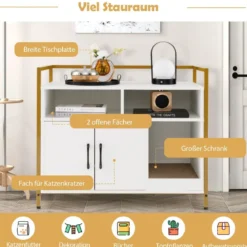 Haustierkiste Katzenschrank mit Doppeltüren & Kratzunterlage 89 x 45 x 74,5 cm