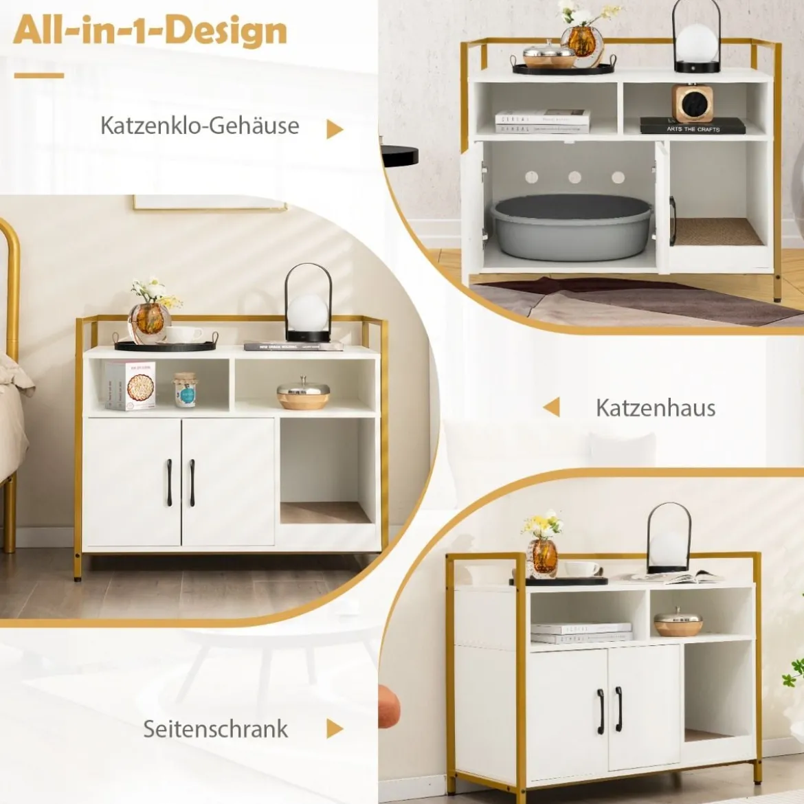 Haustierkiste Katzenschrank mit Doppeltüren & Kratzunterlage 89 x 45 x 74,5 cm
