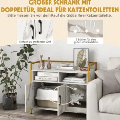 Haustierkiste Katzenschrank mit Doppeltüren & Kratzunterlage 89 x 45 x 74,5 cm