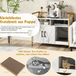 Haustierkiste Katzenschrank mit Doppeltüren & Kratzunterlage 89 x 45 x 74,5 cm
