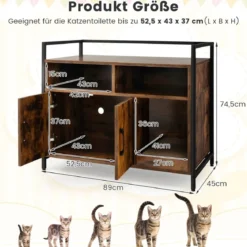 Haustierkiste Katzenschrank mit Doppeltüren & Kratzunterlage 89 x 45 x 74,5 cm
