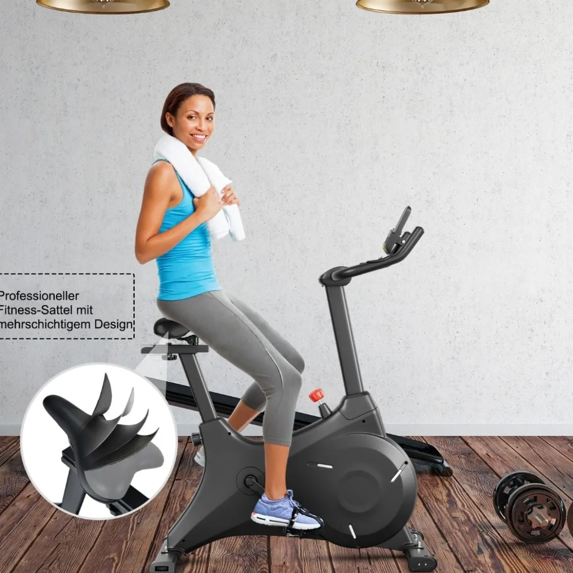 Heimtrainer Indoor Fahrrad Stationäres Fahrrad mit Magnetischem Widerstand Schwarz