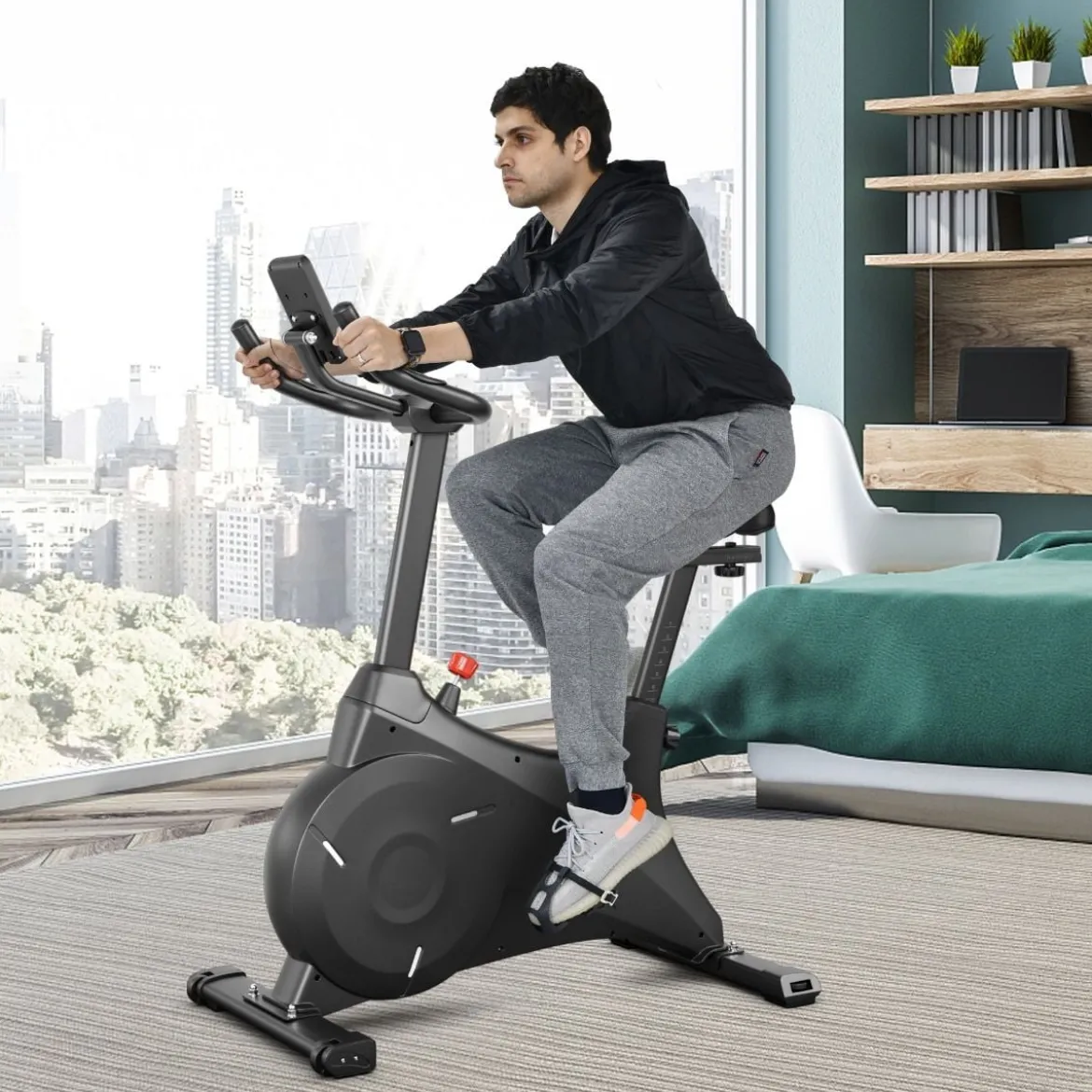 Heimtrainer Indoor Fahrrad Stationäres Fahrrad mit Magnetischem Widerstand Schwarz