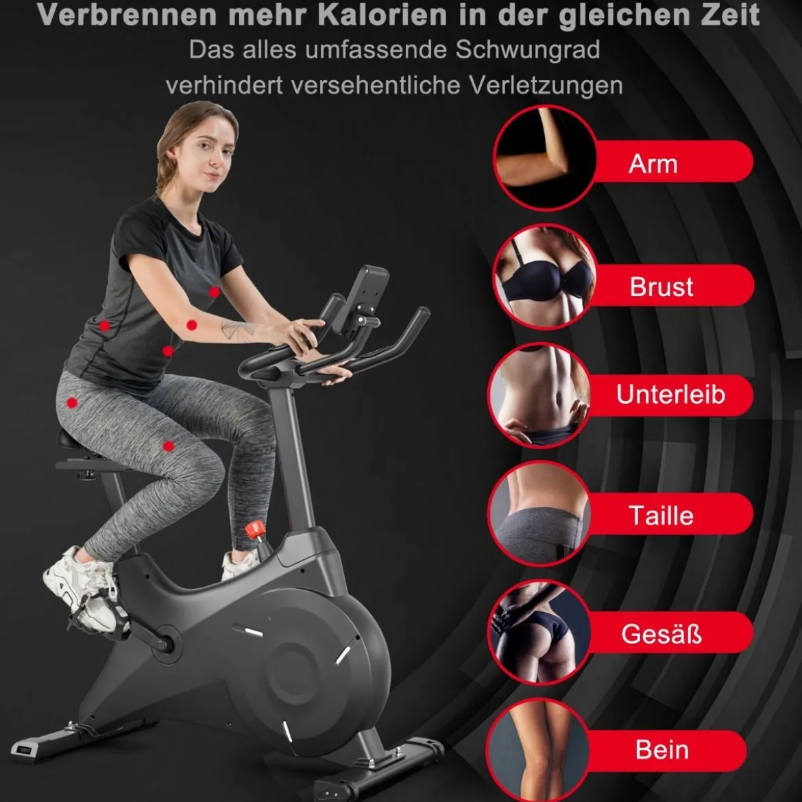 Heimtrainer Indoor Fahrrad Stationäres Fahrrad mit Magnetischem Widerstand Schwarz