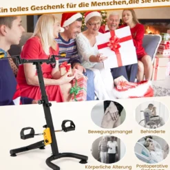 Heimtrainer mit Pedalen Bewegungstrainer mit Verstellbarem Handgriff 53 x 43 x 73-102 cm