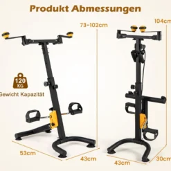 Heimtrainer mit Pedalen Bewegungstrainer mit Verstellbarem Handgriff 53 x 43 x 73-102 cm