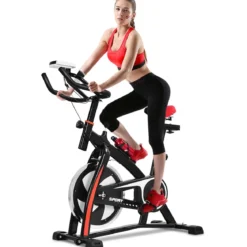 Heimtrainer Trainingsfahrrad 10kg Schwungrad Verstellbarer Fitnessbike Schwarz und Rot