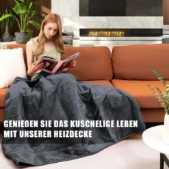 Heizdecke 9 Heizstufen 20-46℃ Elektrische Überwurfdecke Elektrische Wärmedecke Grau