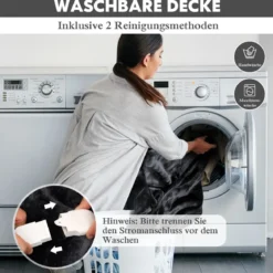 Heizdecke 9 Heizstufen 20-46℃ Elektrische Überwurfdecke Elektrische Wärmedecke Grau
