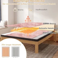 Heizdecke mit Abschaltautomatik & 4 Temperaturstufen & Timer & Überhitzungsschutz Rosa
