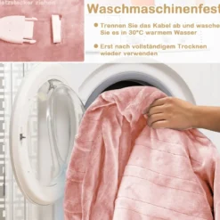 Heizdecke mit Abschaltautomatik & 4 Temperaturstufen & Timer & Überhitzungsschutz Rosa
