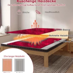 Heizdecke mit Abschaltautomatik & 4 Temperaturstufen & Timer & Überhitzungsschutz Rot