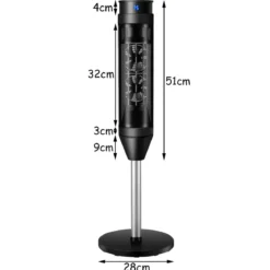 Heizlüfter Elektroheizung Heizgerät Oszillierende Keramikturm-Heizung 28 x 28 x 85 cm Schwarz