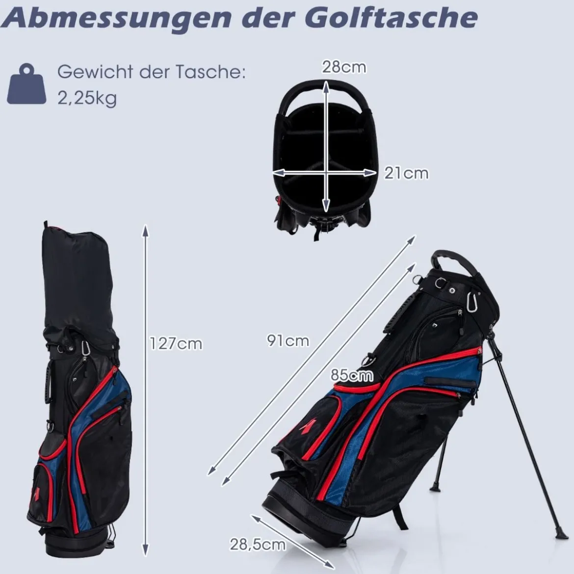 Herren Golfschläger Set 11 teilige Golfschlägersätze rechtshändig mit Regenhaube Blau