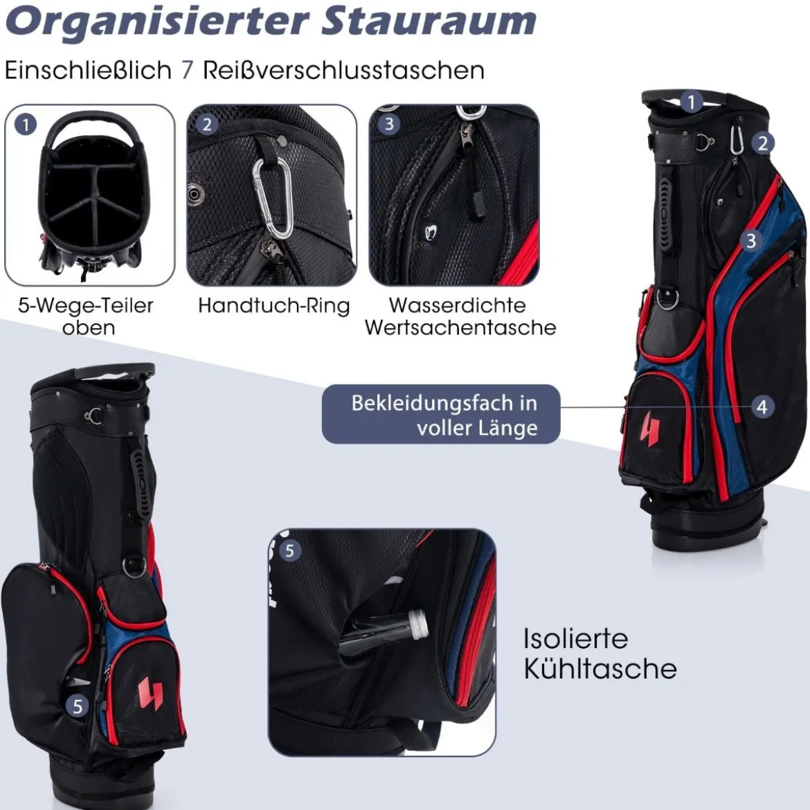 Herren Golfschläger Set 11 teilige Golfschlägersätze rechtshändig mit Regenhaube Blau