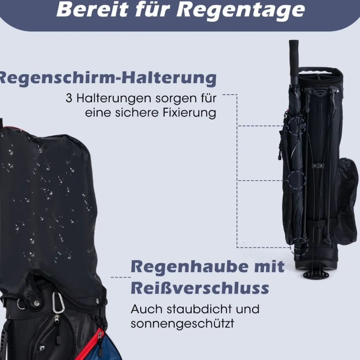 Herren Golfschläger Set 11 teilige Golfschlägersätze rechtshändig mit Regenhaube Blau