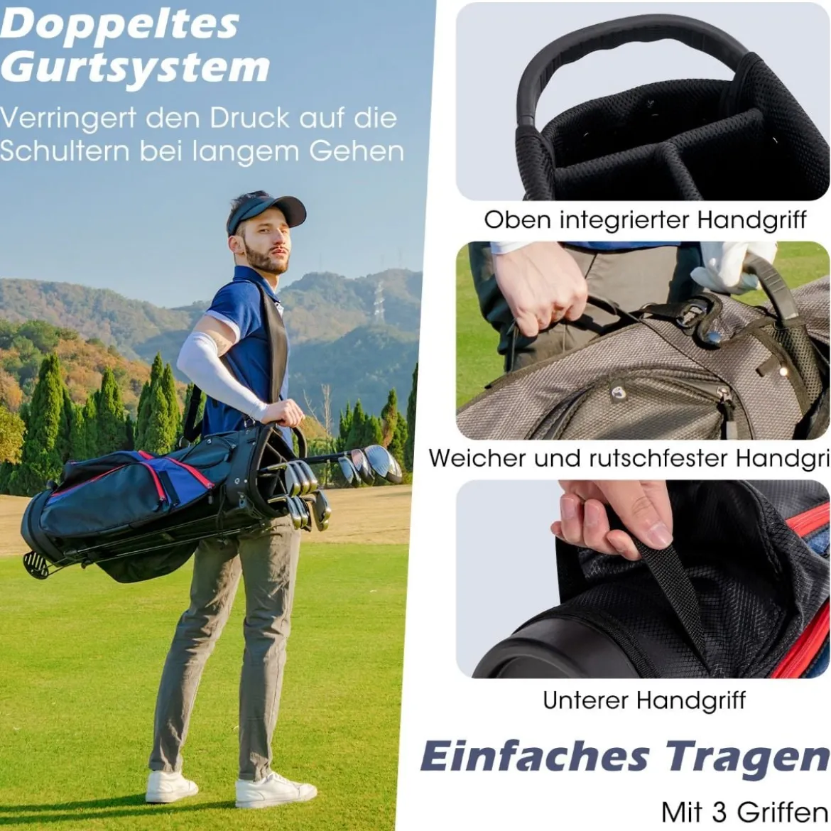 Herren Golfschläger Set 11 teilige Golfschlägersätze rechtshändig mit Regenhaube Blau