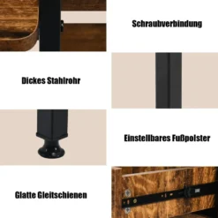 H-förmiger Computertisch mit 2 Schubladen & Tastaturauszug 141 x 51 x 112 cm Braun