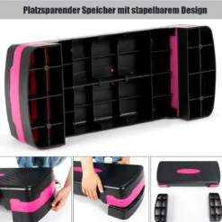 Höhenverstellbarer Aerobic Stepper Fitnesstrainer mit zwei Stufen von 10 cm und 15 cm Fitnesstrainer Schwarz