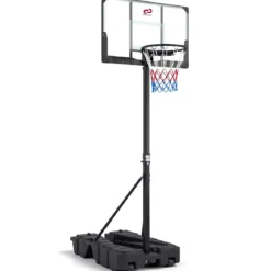 Höhenverstellbarer Basketballkorb mit Ständer & 2 Rädern Mobiles Korbsystem mit Ballaufbewahrung