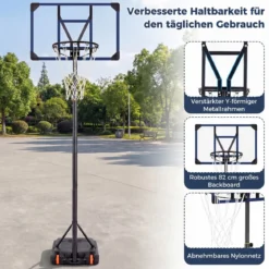 Höhenverstellbarer Basketballständer Outdoor Basketballkorb mit Rollen & Ständer Basketballanlage