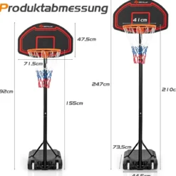 Höhenverstellbarer Basketballständer für Kinder für den Innen- und AußenbereichSchwarz + Rot