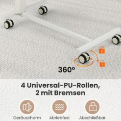 Höhenverstellbarer Beistelltisch mit Rollen Mobiler Laptoptisch 74–108 cm Rosa + Weiß statische Belastung bis zu 75 kg