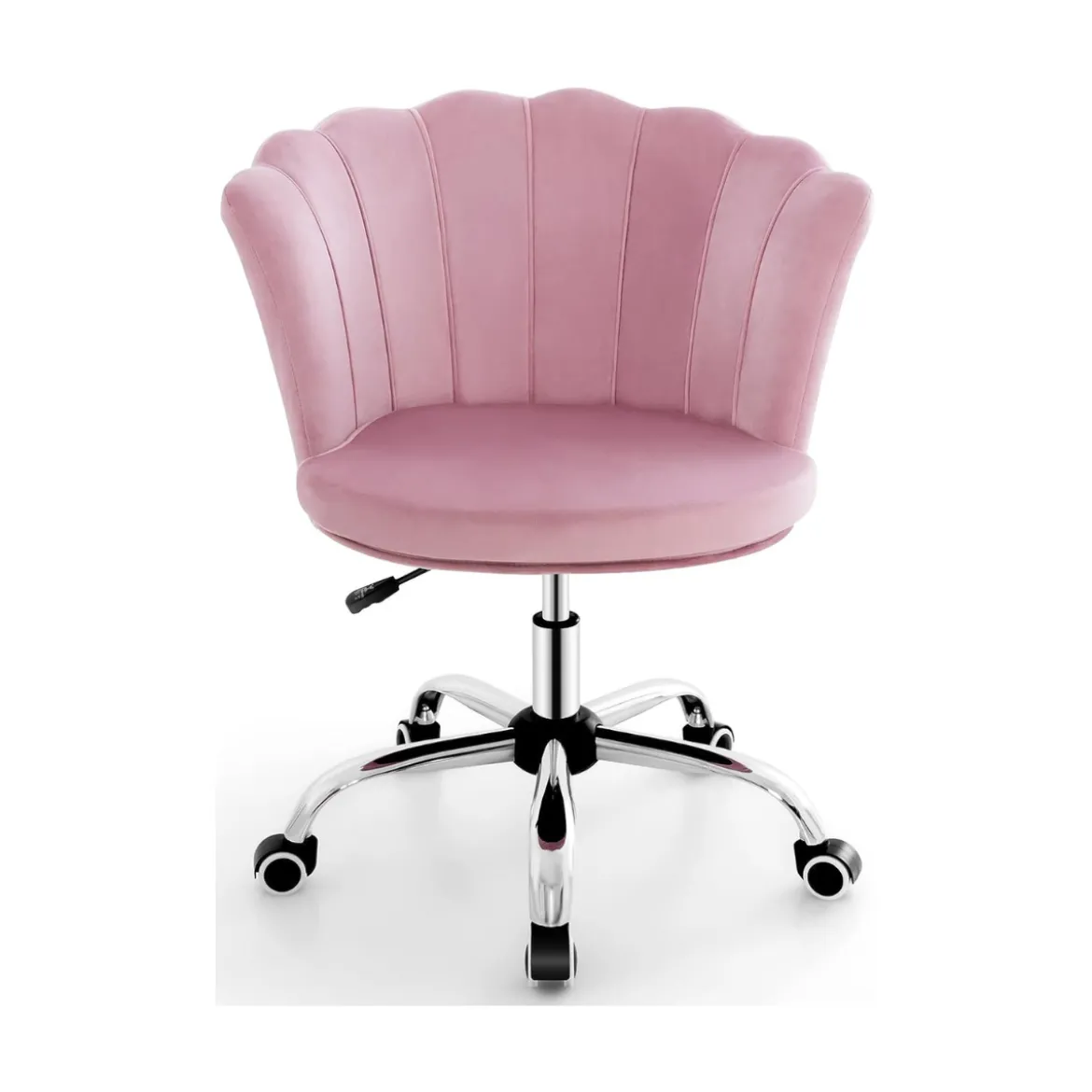Höhenverstellbarer Bürostuhl aus Samt mit Rollen & Ergonomischem Design Computerstuhl