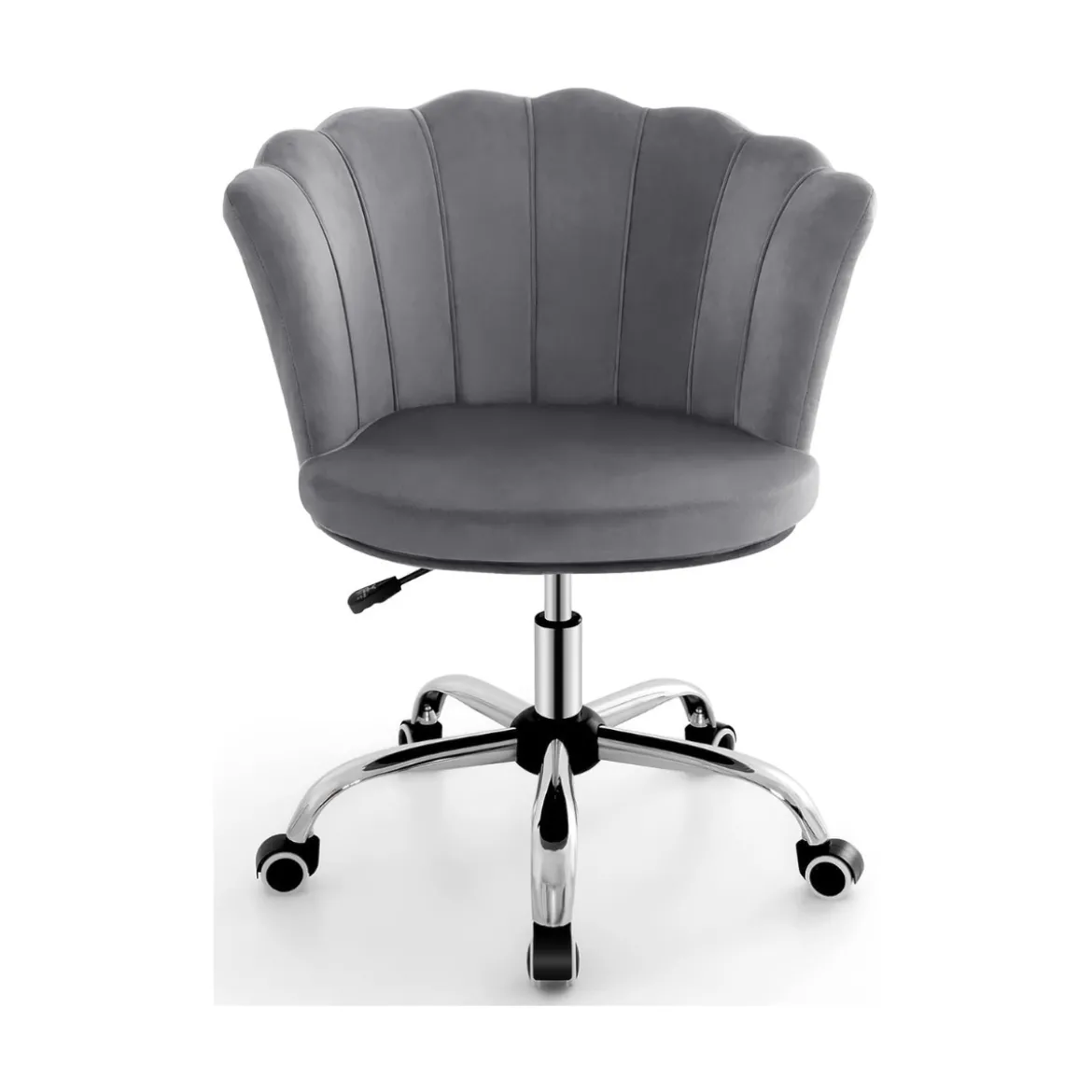 Höhenverstellbarer Bürostuhl aus Samt mit Rollen & Ergonomischem Design Computerstuhl