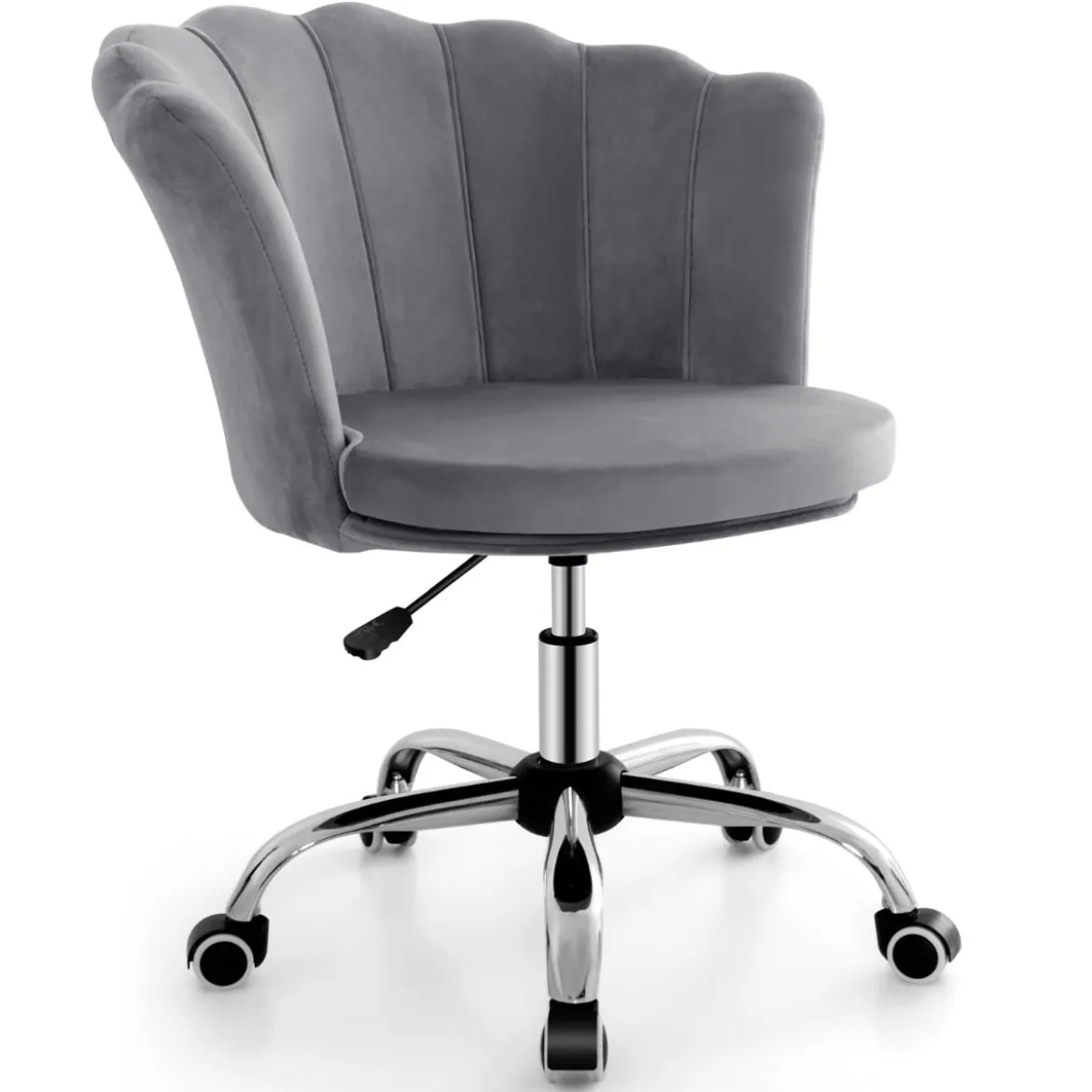 Höhenverstellbarer Bürostuhl aus Samt mit Rollen & Ergonomischem Design Computerstuhl