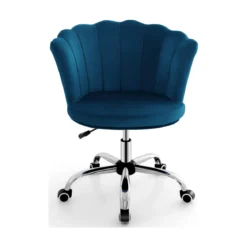 Höhenverstellbarer Bürostuhl aus Samt mit Rollen & Ergonomischem Design Computerstuhl