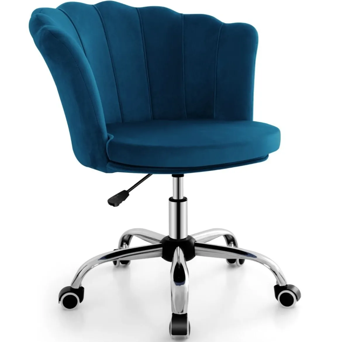 Höhenverstellbarer Bürostuhl aus Samt mit Rollen & Ergonomischem Design Computerstuhl