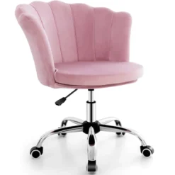 Höhenverstellbarer Bürostuhl aus Samt mit Rollen & Ergonomischem Design Computerstuhl