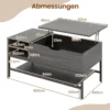 Höhenverstellbarer Couchtisch mit Offenem Fach & Ablagefach Kaffeetisch Sofatisch Grau