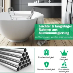 Höhenverstellbarer Duschhocker aus Alu mit Armlehnen & Rutschfesten Gummifüßen