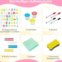 Höhenverstellbare Zeichentafel für Kinder doppelseitige Staffelei mit magnetischer Tafel Natur