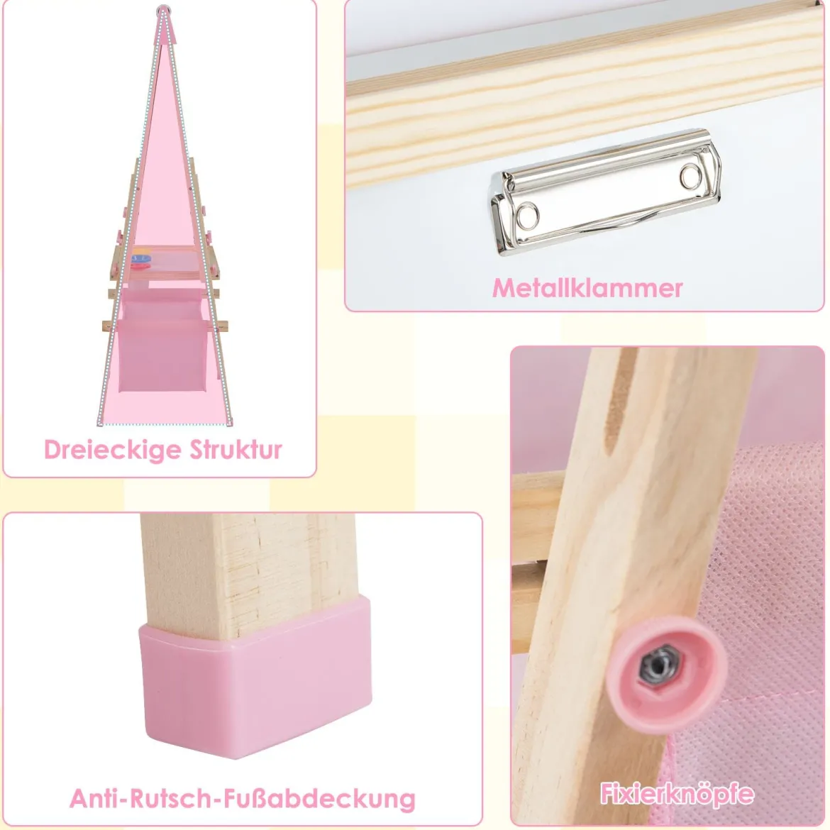 Höhenverstellbare Zeichentafel für Kinder doppelseitige Staffelei mit magnetischer Tafel Natur
