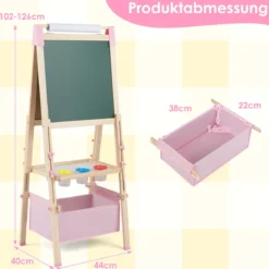 Höhenverstellbare Zeichentafel für Kinder doppelseitige Staffelei mit magnetischer Tafel Natur