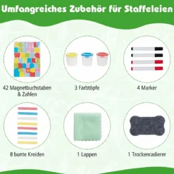 Höhenverstellbare Zeichentafel für Kinder Doppelseitige Staffelei mit Magnetischer Tafel Grün