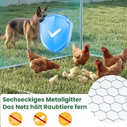 Hühnerstall aus Metall 3x2x2M Freilaufgehege mit Wasserfestem PE-Tuch & Sicherheitsschloss
