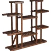 Hölzerner 9-stufiger Pflanzenständer Blumenregal Pflanzenregal 125 x 25 x 114 cm Braun