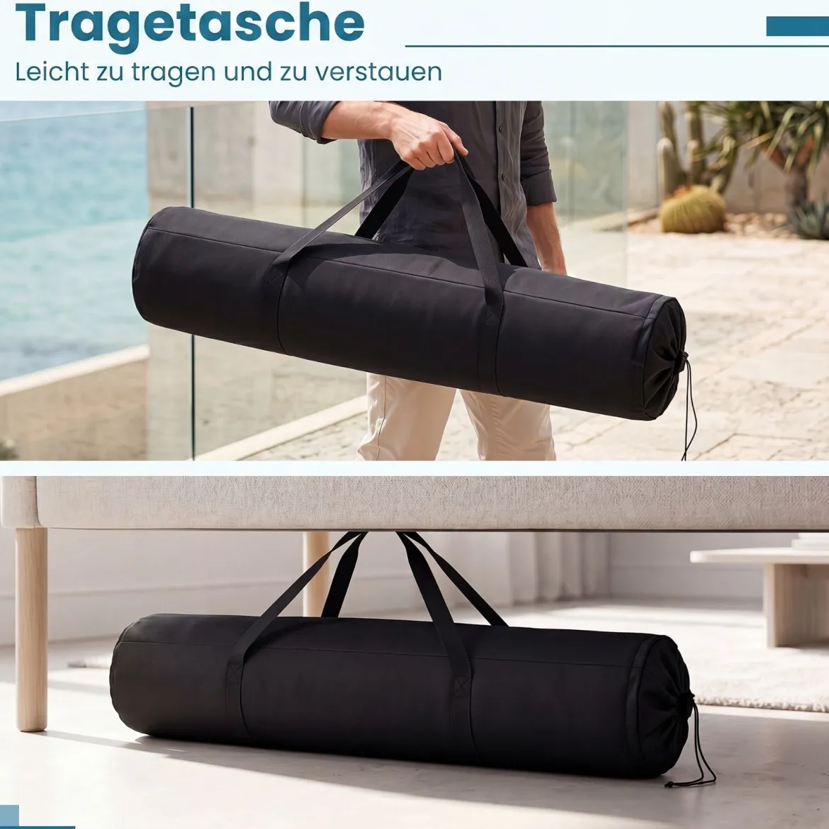 Hängematte mit Gestell Stabhängematte mit Abnehmbarem Kissen Holzspreizstäben & Tragetasche