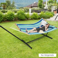 Hängematte mit Kissen Belastbarkeit bis 150 kg Liegefläche ca. 190 x 140 cm Blau