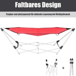 Hängematte mit klappbar Gestell Hängemattengestell 240 x 80 x 73 cm Rot